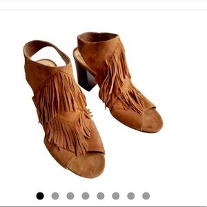 Sam Edelman Elaine brown fringe slingback sandal 10 EUC